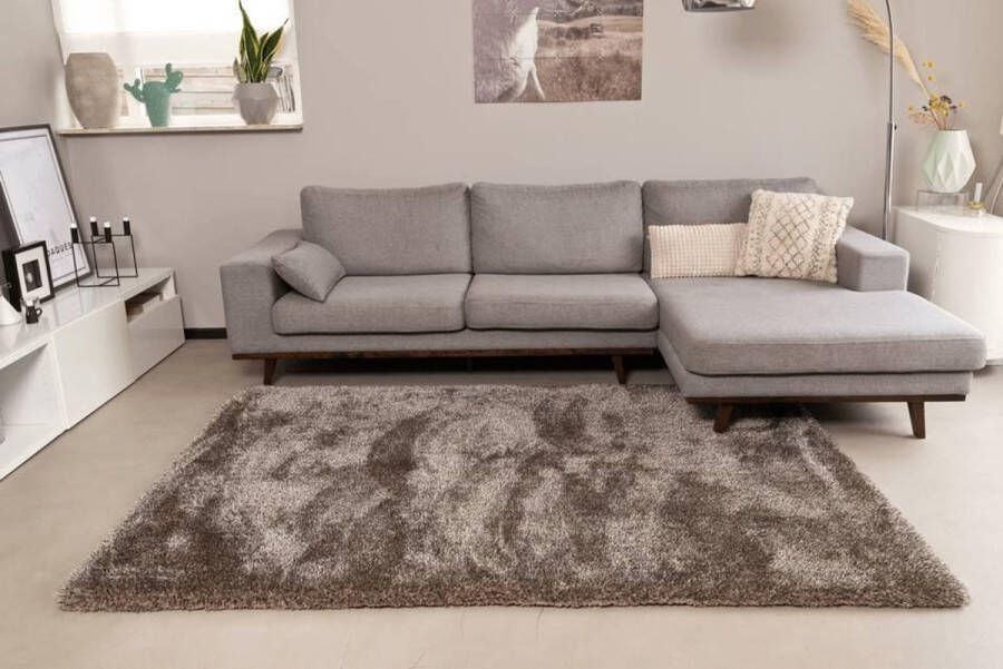 Floorpassion Ross 16 Uniek hoogpolig ovaal vloerkleed in beige grijze kleurensamenstelling - Foto 2