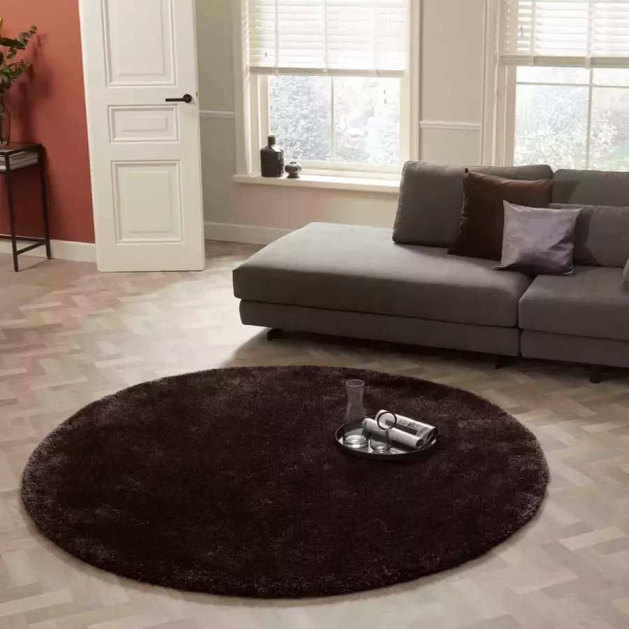 Floorpassion Ross 19 Rond vloerkleed in bruine kleursamenstelling