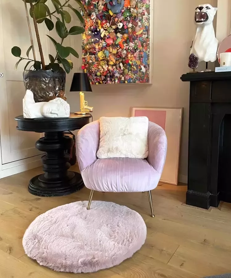 Floorpassion X Fred van Leer Hampton Soft Pink Rond hoogpolig vloerkleed