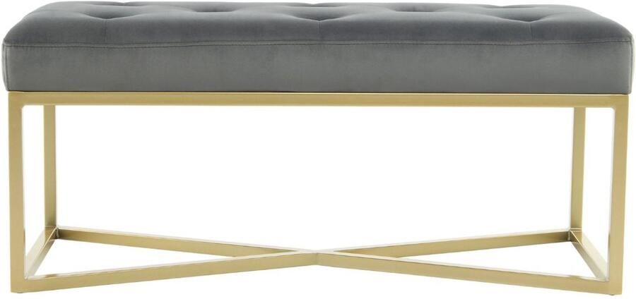 Floraya Bankje Cameron Grijs Goud 40x90x40 cm (LxBxH) Draagvermogen 130KG Velours Halbankje