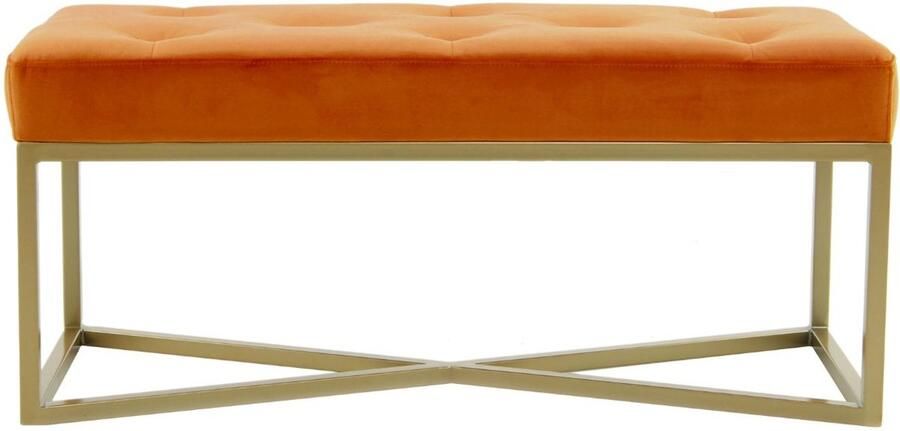 Floraya Bankje Cameron Oranje Goud 40x90x40 cm (LxBxH) Draagvermogen 130KG Velours Halbankje