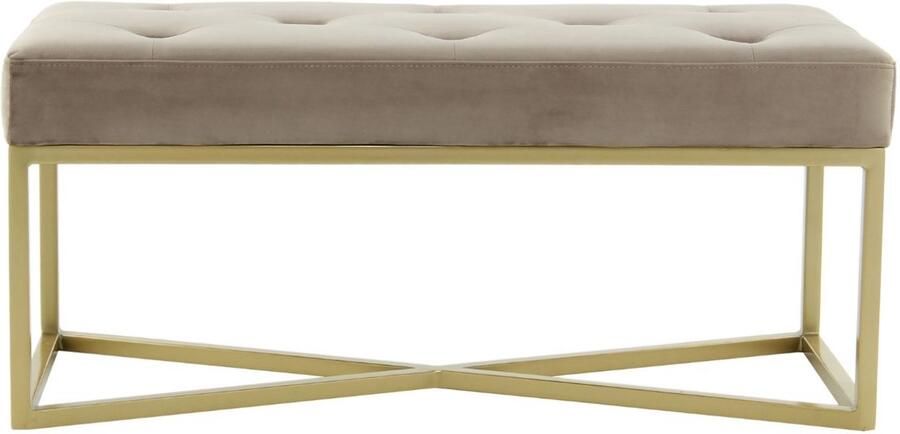 Floraya Bankje Cameron Taupe Goud 40x90x40 cm (LxBxH) Draagvermogen 130KG Velours Halbankje