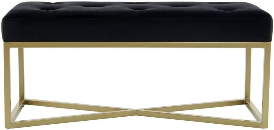 Floraya Bankje Cameron Zwart Goud 40x90x40 cm (LxBxH) Draagvermogen 130KG Velours Halbankje