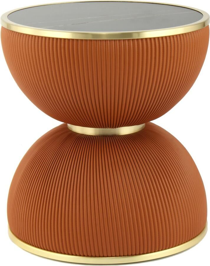 Kayoom Bijzettafel Jokai 225 ijzeren frame PU-stof bekleding gesinterde steenplaat (1 stuk) - Foto 4