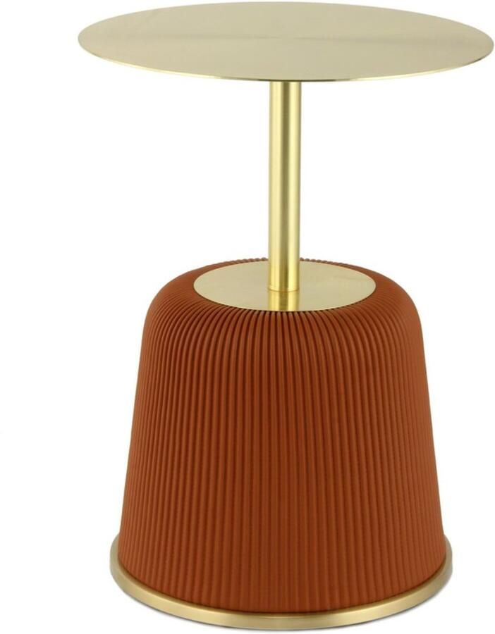 Floraya Bijzettafel Jokai Cognac Goud 40x40x55cm (LxBxH) ook geschikt als salontafel Design