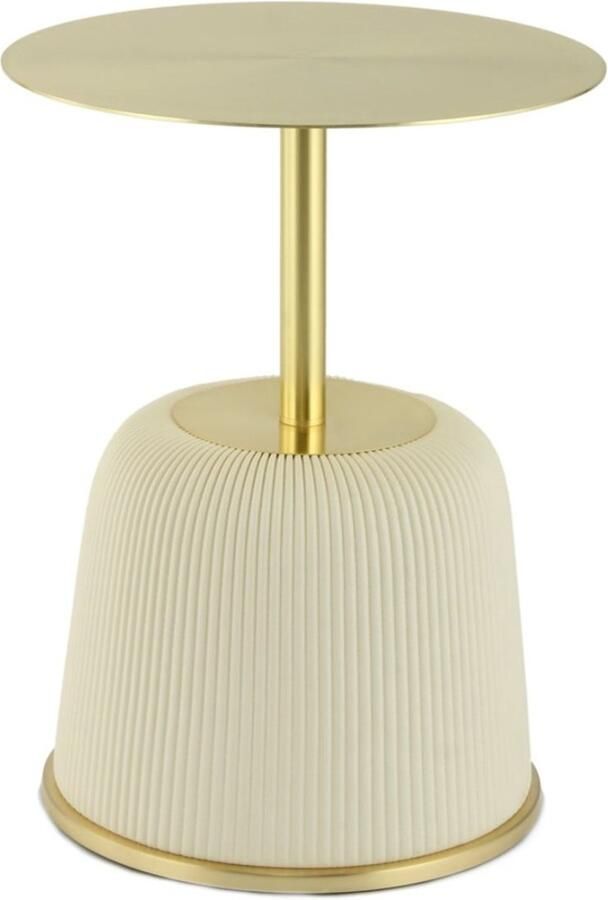 Floraya Bijzettafel Jokai Creme Goud 40x40x55cm (LxBxH) ook geschikt als salontafel Design