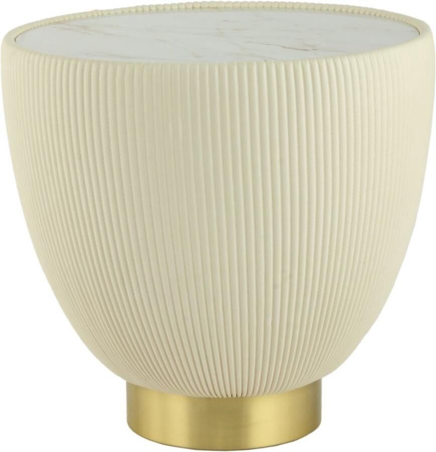 Floraya Bijzettafel Jokai Creme Goud 47x47x45cm (LxBxH) ook geschikt als salontafel