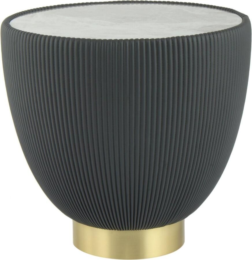 Floraya Bijzettafel Jokai Grijs Goud 47x47x45cm (LxBxH) ook geschikt als salontafel