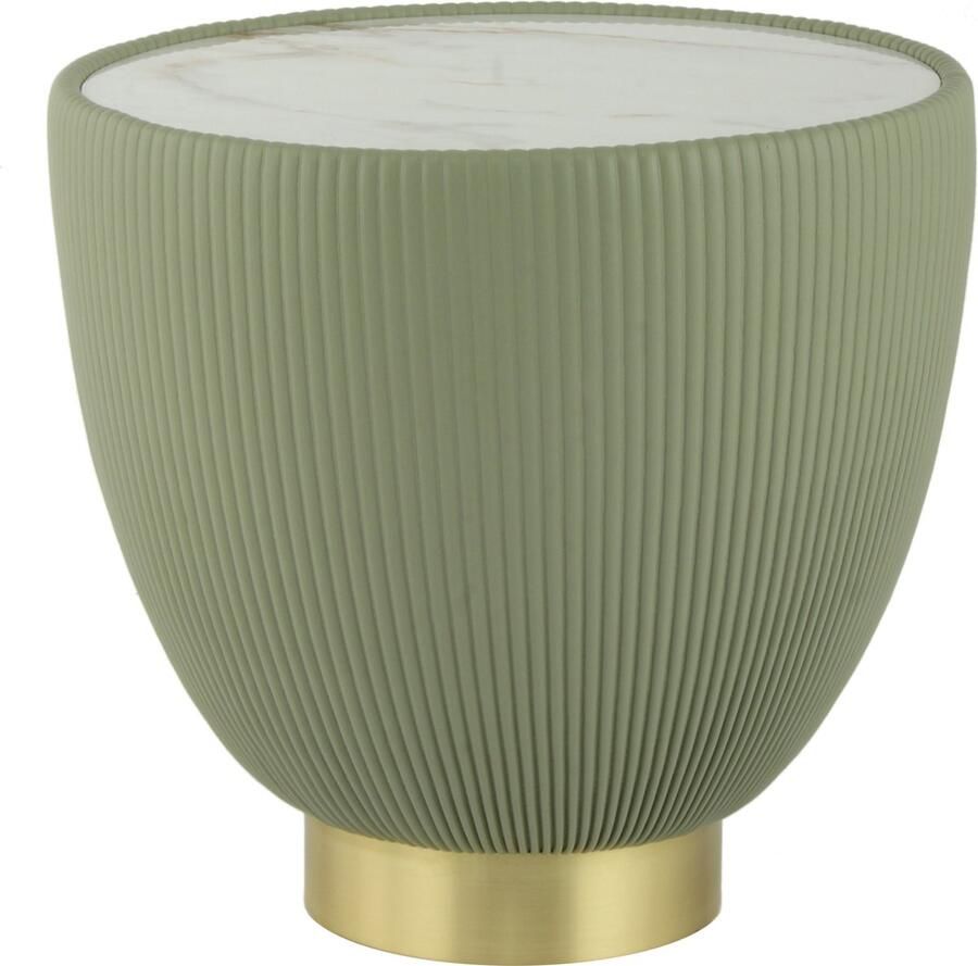 Floraya Bijzettafel Jokai Groen Goud 47x47x45cm (LxBxH) ook geschikt als salontafel