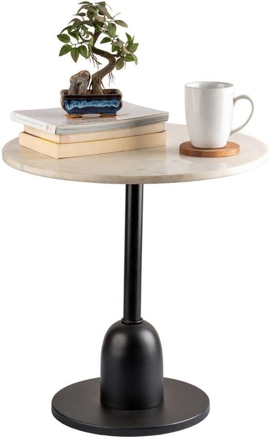 Floraya Bijzettafel Marble Wit Zwart 46x46x48 cm LxBxH) echt marmer