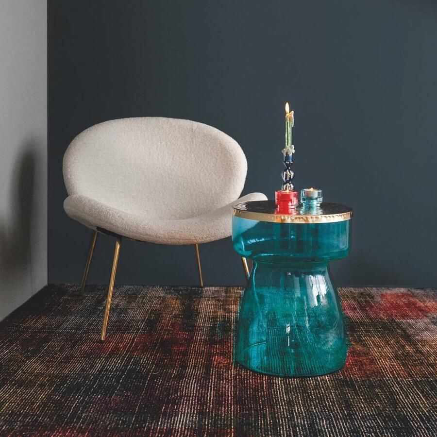 Kayoom Bijzettafel Roman 125 mondgeblazen glazen lichaam mondgeblazen glazen lichaam retro-design goudkleurige metalen tafelblad (1 stuk)