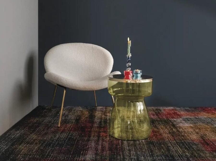 Kayoom Bijzettafel Roman 125 mondgeblazen glazen lichaam mondgeblazen glazen lichaam retro-design goudkleurige metalen tafelblad (1 stuk)