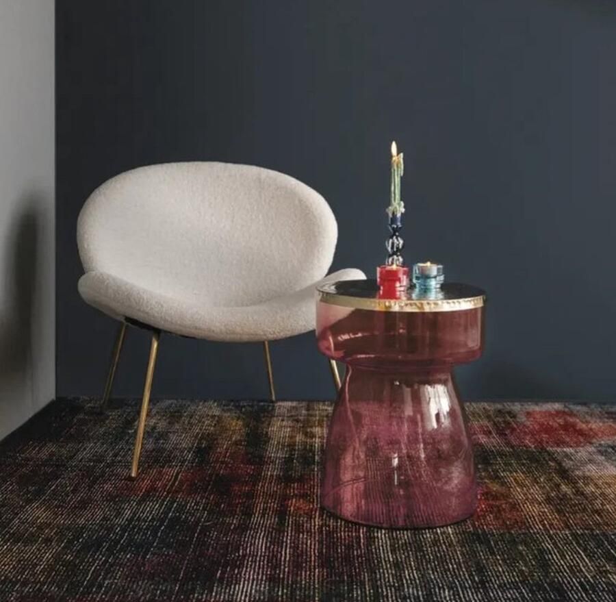 Kayoom Bijzettafel Roman 125 mondgeblazen glazen lichaam mondgeblazen glazen lichaam retro-design goudkleurige metalen tafelblad (1 stuk)