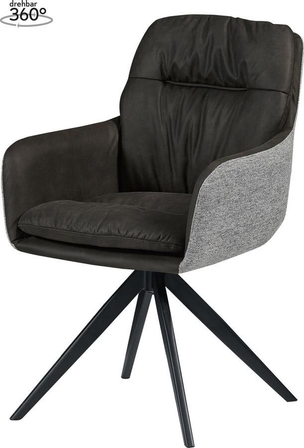 Floraya Eetkamerstoel Dian Zwart Grijs 64.5x57x87 cm Maximaal draagvermogen 130KG