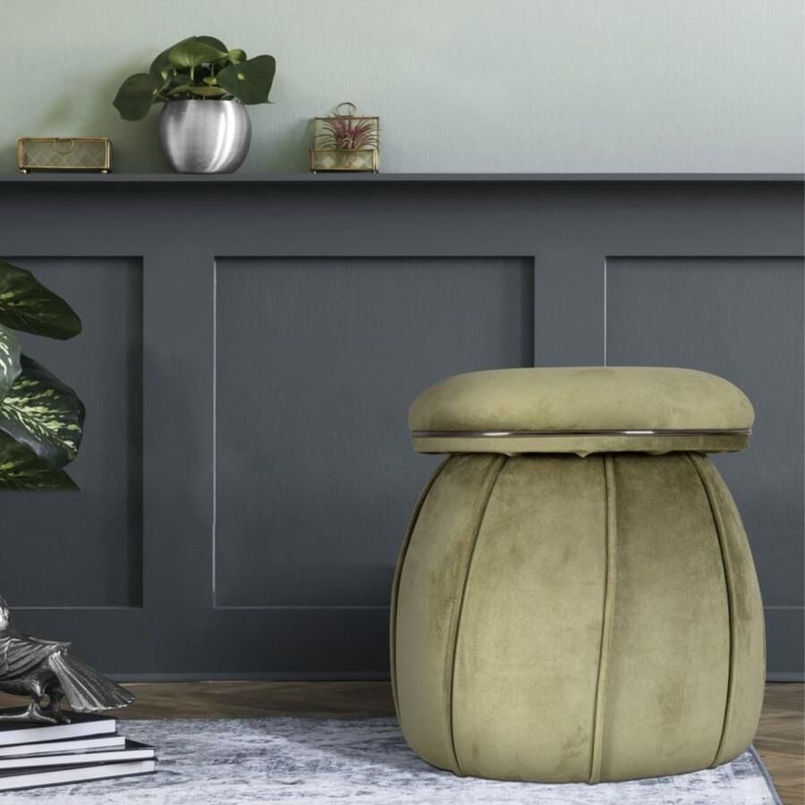 Floraya Hocker Corin Groen 51 5x51 5x55cm (LxBxH) Draagkracht 160KG poef