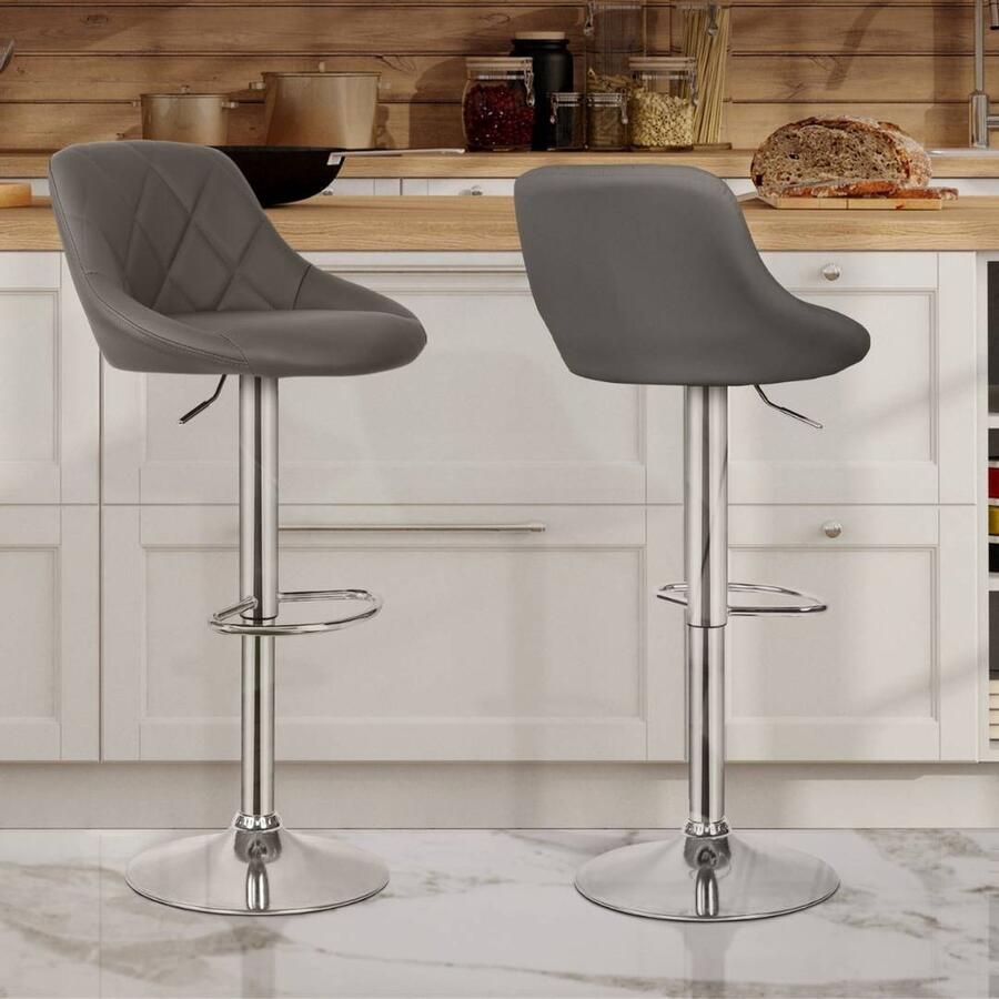 Floraya Set 2 barstoelen El Club In hoogte verstelbaar 360 graden draaibaar Grijs