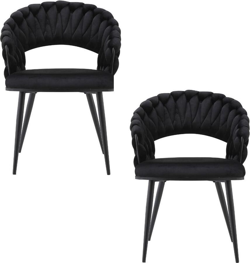 Kayoom Stoel Finesse 125 2-delig set TOPSELLER! 2-delige set trendy vlechtlook comfortabel en stabiel (2 stuks)