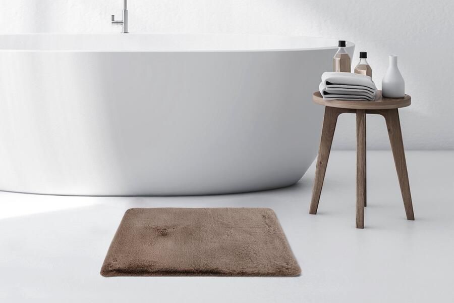 Floraya Vloerkleed Badmat Fluffy Taupe 65x100cm