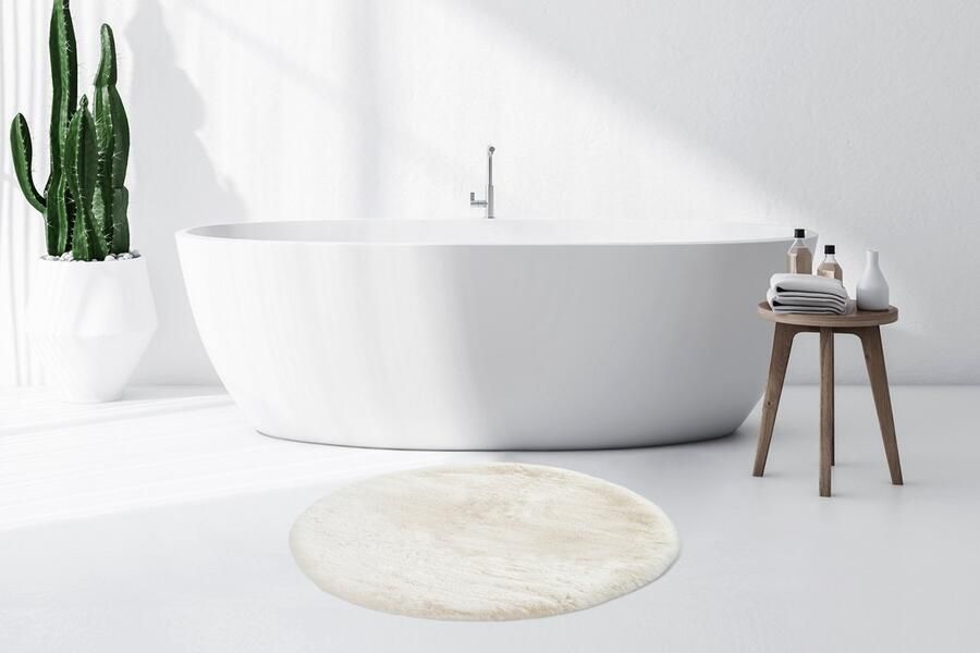 Floraya Vloerkleed Badmat Fluffy Wit 100cm Rond