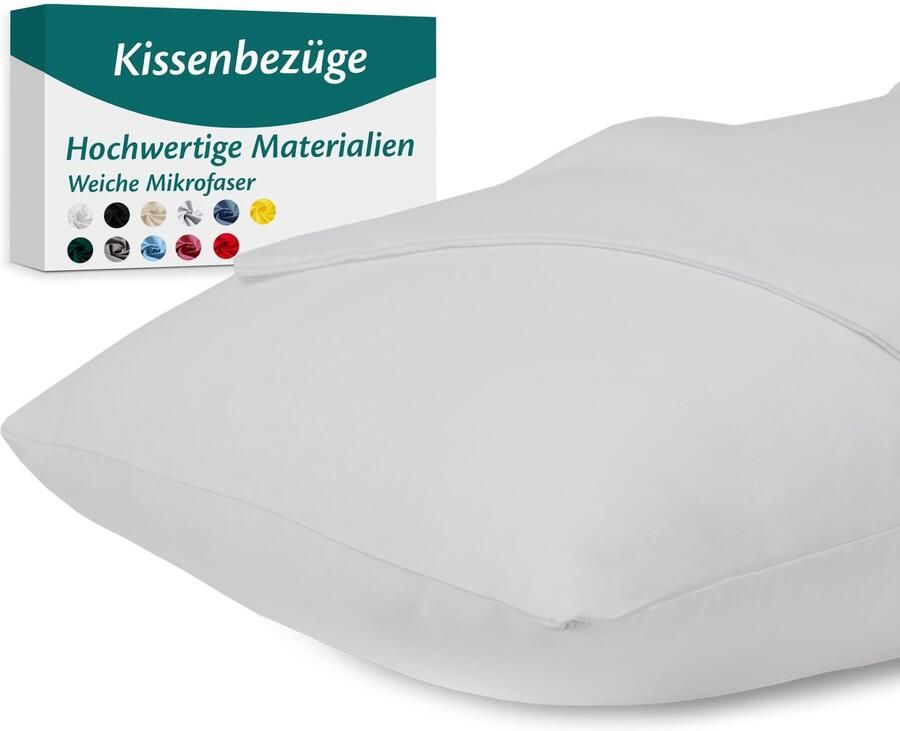Flowen Kussensloop 40x70 Microvezel Premium Set van 2 kussenslopen 40 x 70 voor Pillow Bed Stof Superzachte resistent Hypoallergene Anti-mijt Ademende kussensloop met verborgen rits Volledig wasbaar