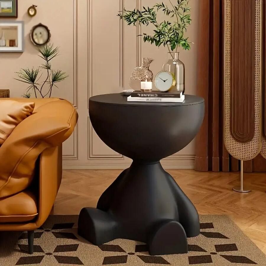 FluxGoods Moderne Beer-vormige Bijzettafel met Opbergruimte – Multifunctioneel en Stijlvol Nachtkastje Zwart