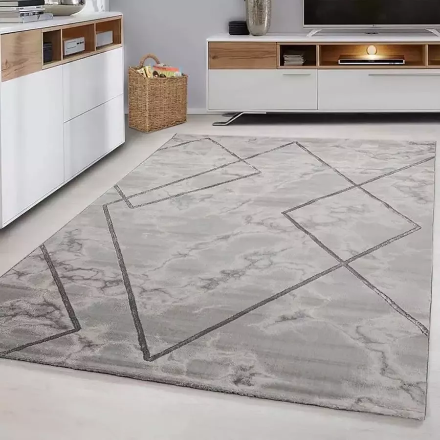 Flycarpets ALBA MODERN GRIJS VLOERKLEED MARMER DESIGN