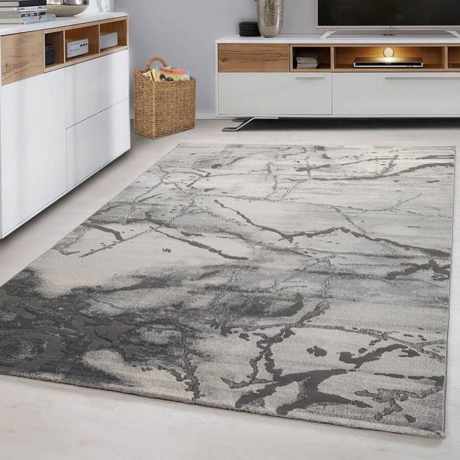 Flycarpets ALBA MODERN GRIJS VLOERKLEED MARMER DESIGN