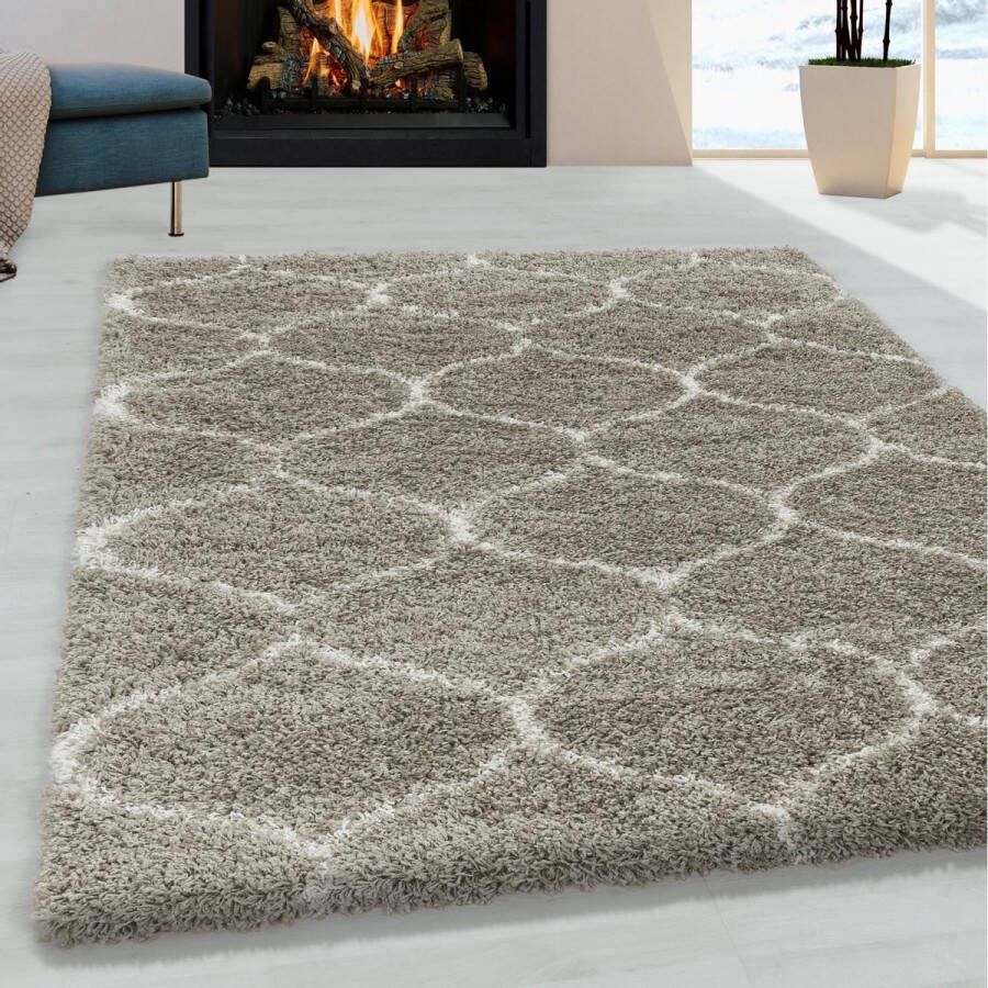 Flycarpets Azure Vloerkleed Berber Motief Beige Crème Hoogpolig Woonkamer 160x230 cm