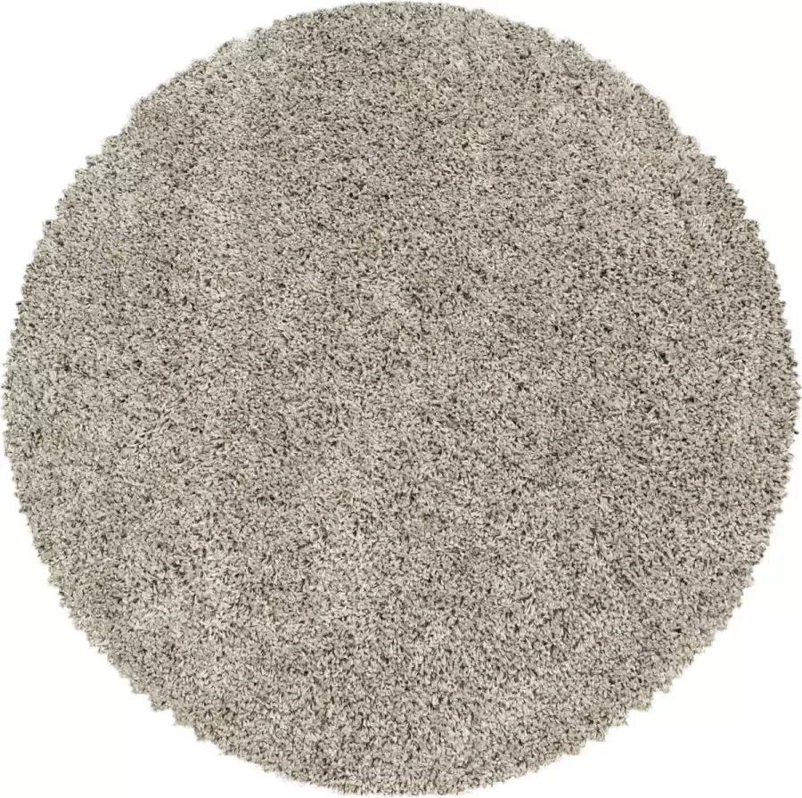 Flycarpets Azure Rond Vloerkleed Beige Effen Hoogpolig 120x120 cm