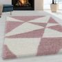 FlyCarpets Azure Hoogpolig Roze Vloerkleed Geo 140x200 cm - Thumbnail 2