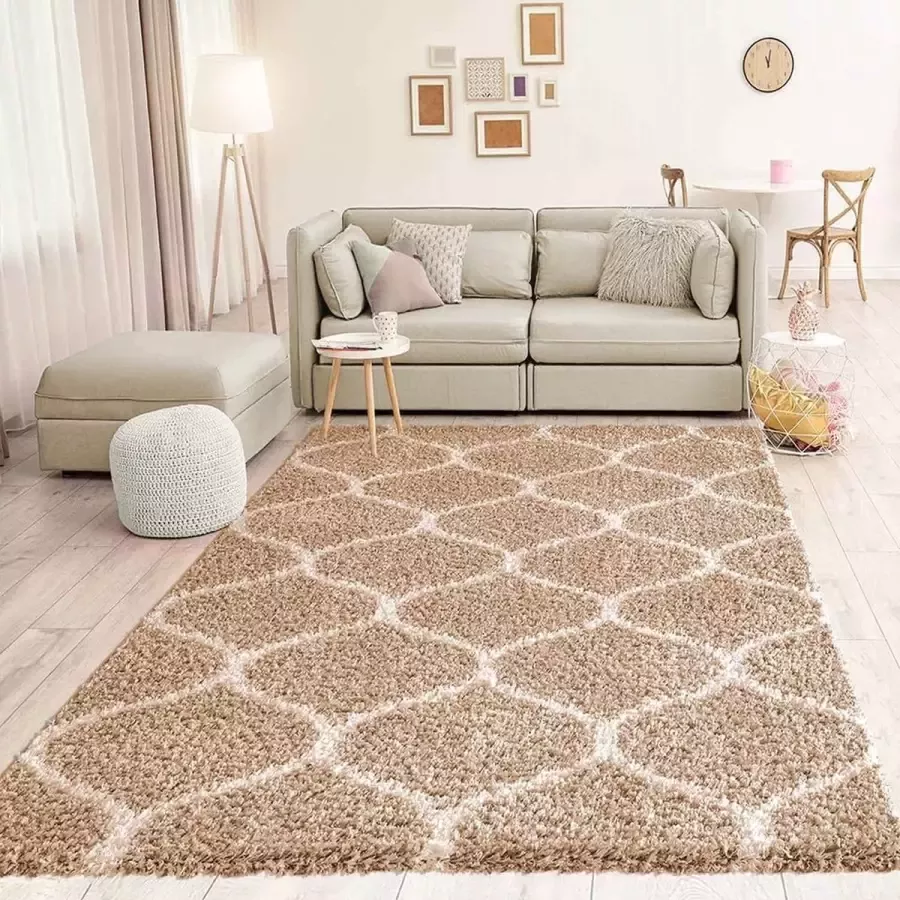 Flycarpets Azure Vloerkleed Beige Hoogpolig Woonkamer 200x290 cm