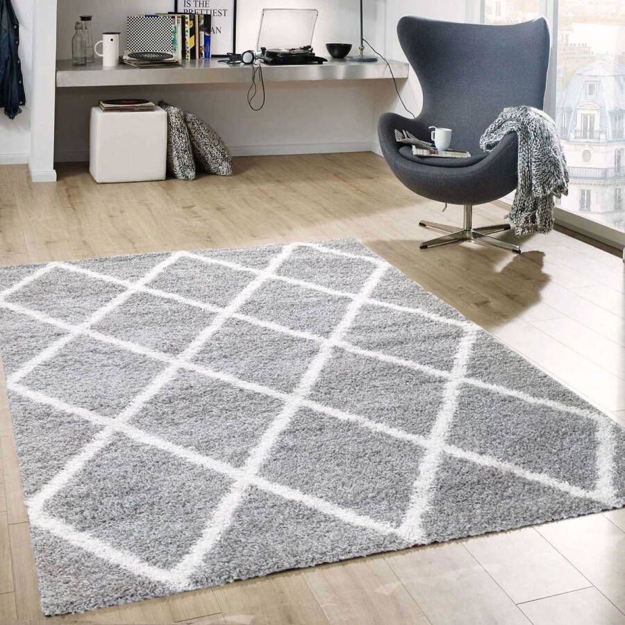 flycarpets Azure Vloerkleed Hoogpolig Grijs 80x150 cm