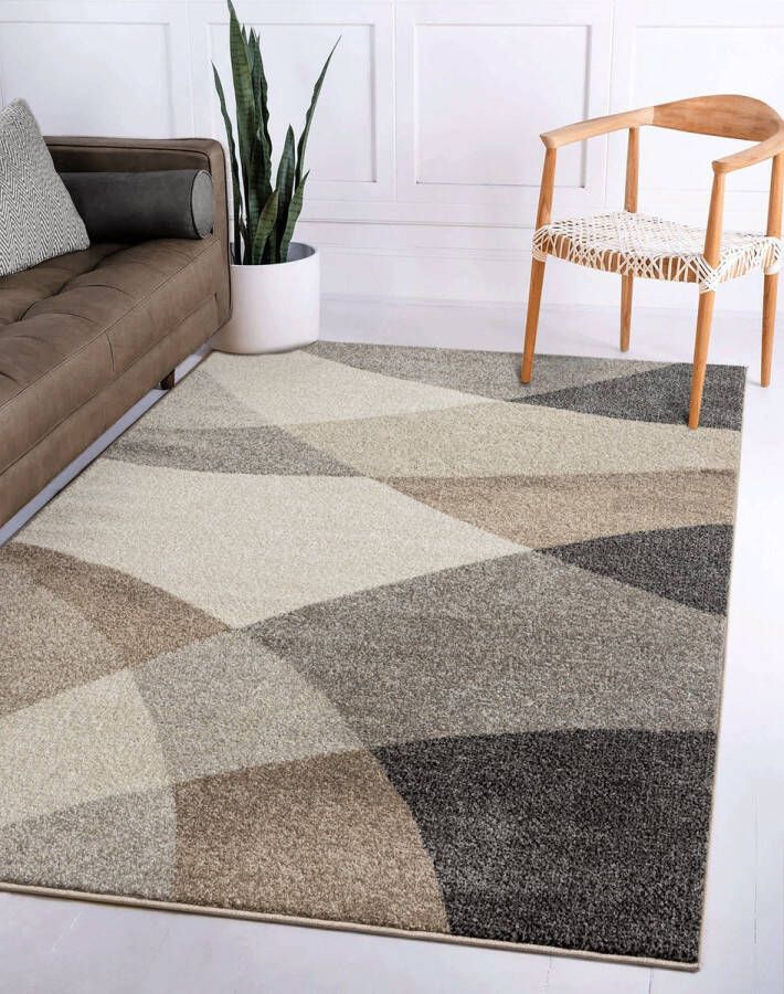 Flycarpets Belos Vloerkleed Modern Beige Grijs Taupe Laagpolig Tapijt 200x280 cm