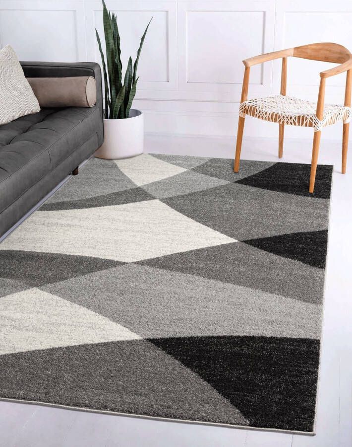 flycarpets Belos Vloerkleed Modern Grijs Antraciet Laagpolig 160x220 cm