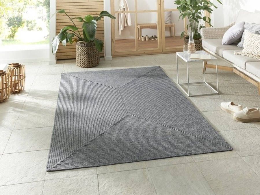 Flycarpets Trenzado Rond Binnen- en buitenkleed Lichtgrijs Jute Look Vloerkleed Buiten Tuintapijt Laagpolig 150 cm - Foto 2