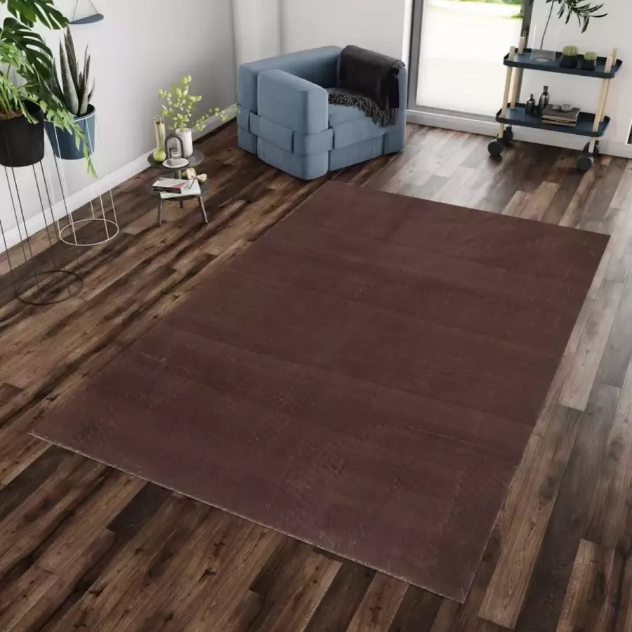 flycarpets Blake Bruin Vloerkleed Hoogpolig Tapijt Zacht Wasbaar op 30°C 240x340 cm Woonkamer