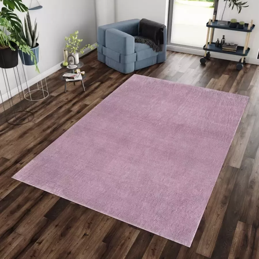 Flycarpets Blake Paaars Vloerkleed Hoogpolig Tapijt Zacht Wasbaar op 30°C 120x160 cm Woonkamer