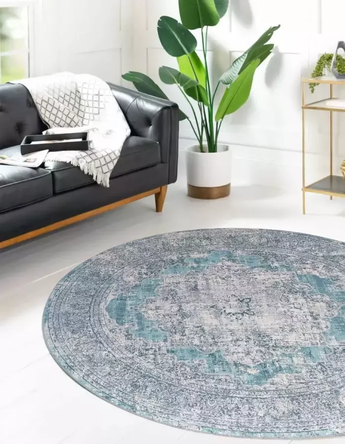 Flycarpets BURANO ROND MINT GROEN VLOERKLEED VINTAGE