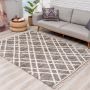 Flycarpets Calidia Hoogpolig Geruit Vloerkleed Grijs 120x160 cm - Thumbnail 1