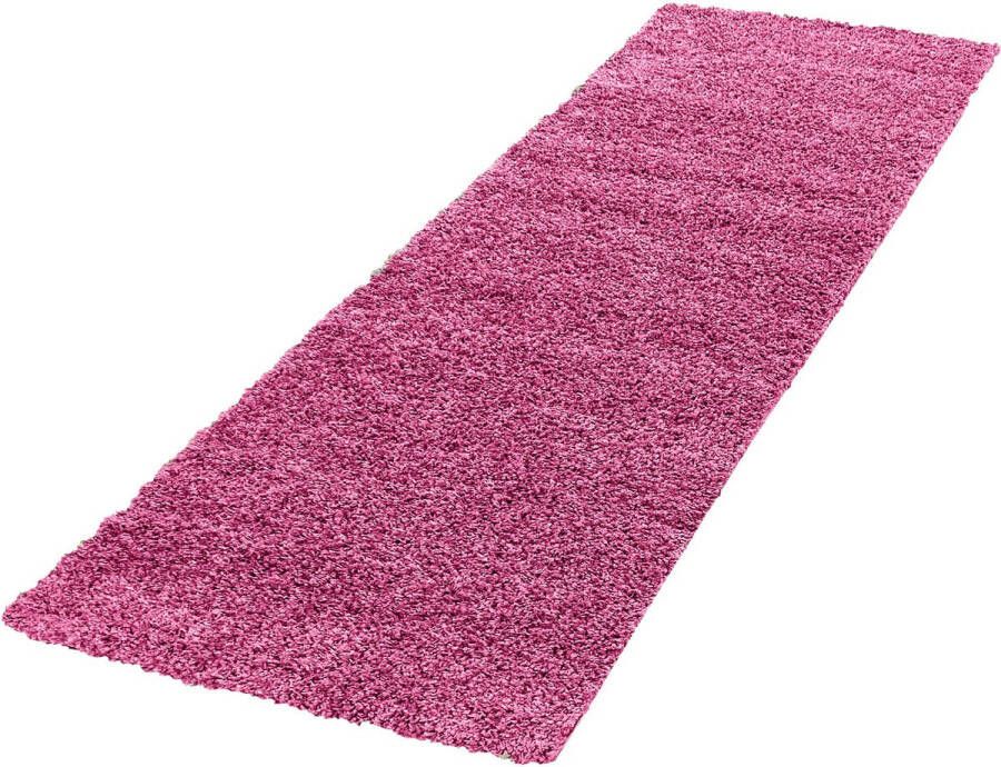 Flycarpets Candy Shaggy Loper Vloerkleed Fuchsia Roze Hoogpolig 80x300 cm