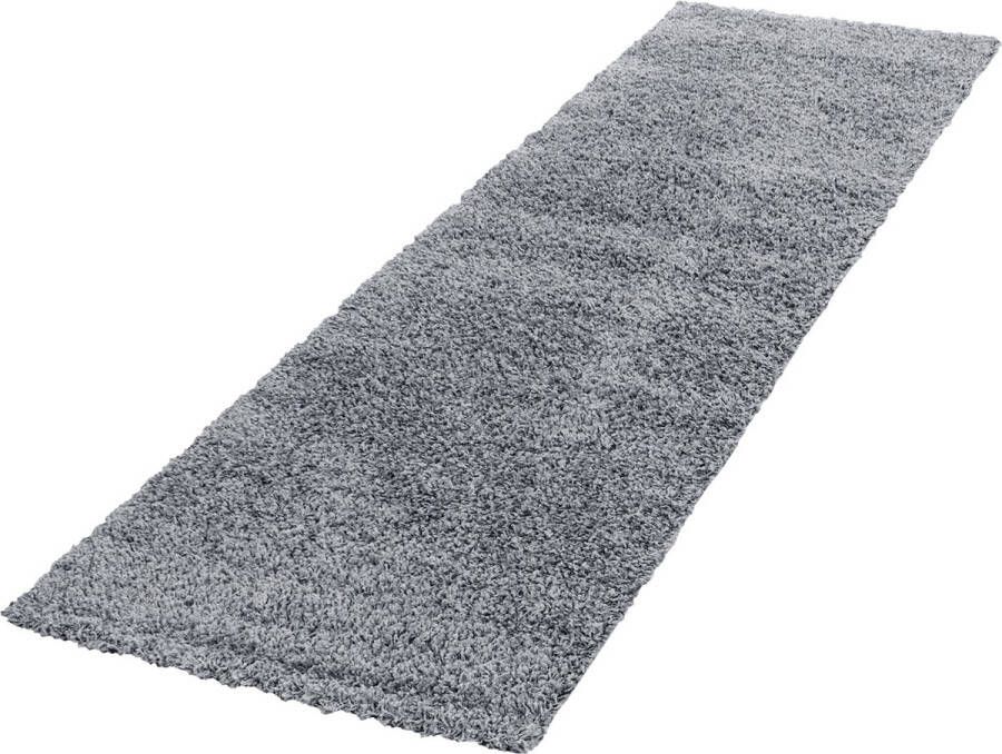 flycarpets Candy Shaggy Loper Vloerkleed Lichtgrijs Hoogpolig 80x150 cm