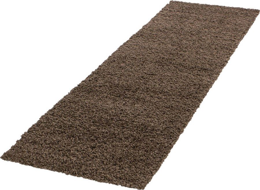 Flycarpets Candy Shaggy Loper Vloerkleed Mocca Hoogpolig 80x300 cm