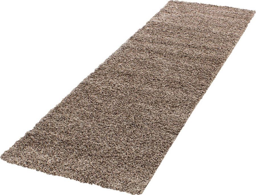 flycarpets Candy Shaggy Loper Vloerkleed Mocca Hoogpolig 80x300 cm