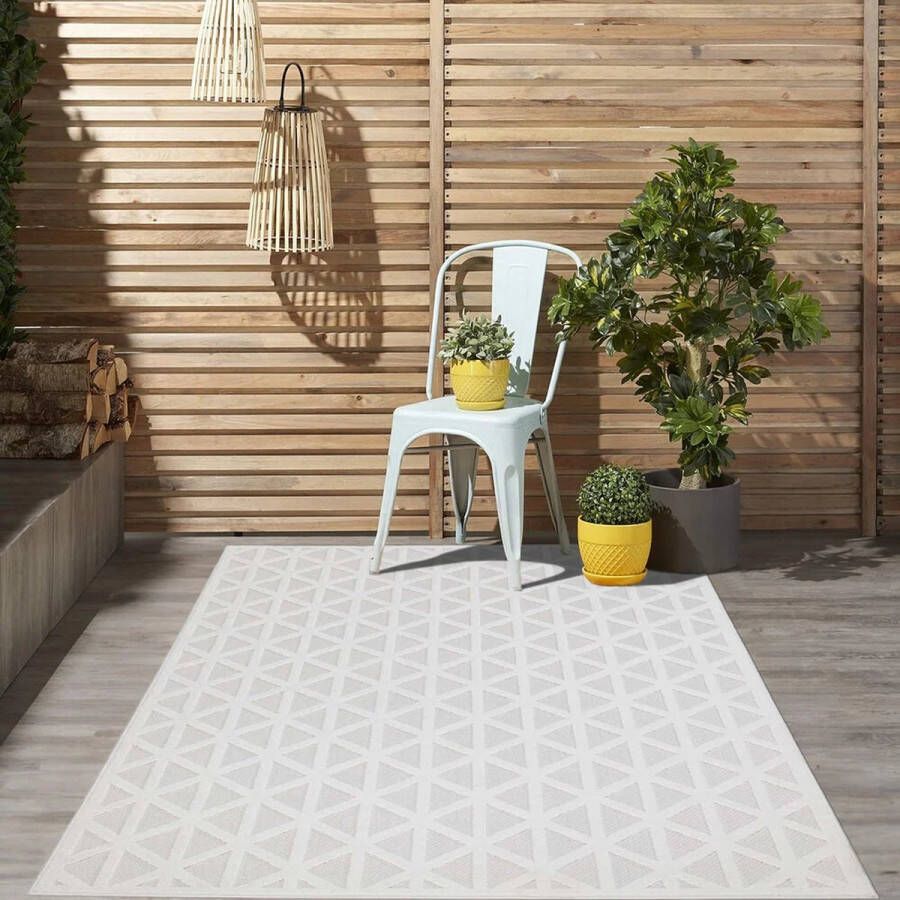 Flycarpets Caprenia Bruin Buitenkleed Vierkant Vloerkleed Buiten Laagpolig Tuinkleed Tuintapijt Buitentapijt 150x150 cm