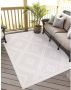 Flycarpets Caprenia Buitenkleed Geruit Indoor & Outdoor Vloerkleed Creme 100x200 cm - Thumbnail 1