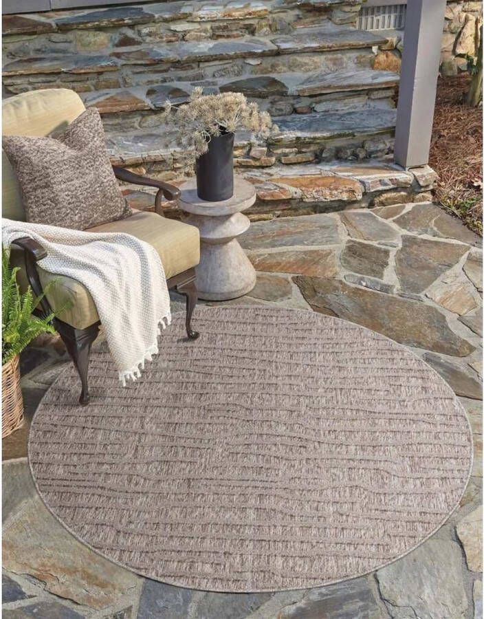 Flycarpets Caprenia Buitenkleed Indoor & Outdoor Vloerkleed Bruin 120x120 cm