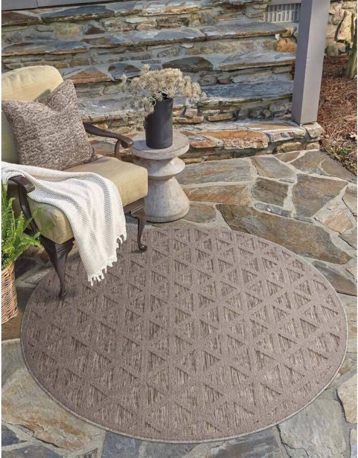 Flycarpets Caprenia Buitenkleed Indoor & Outdoor Vloerkleed Bruin 160x160 cm