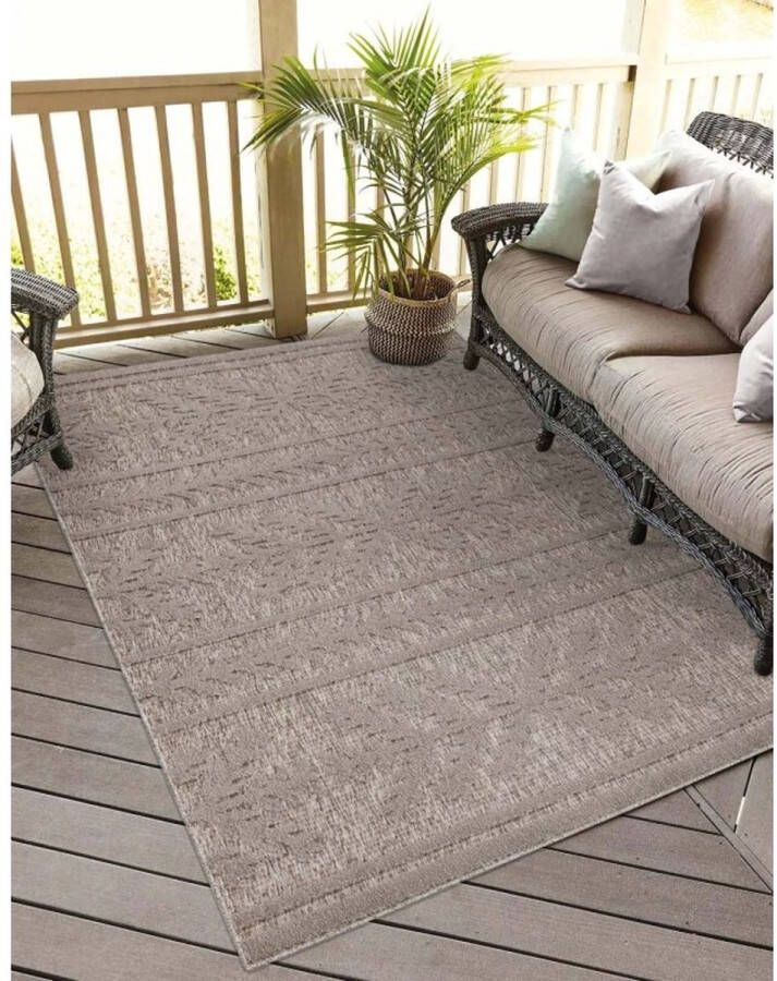 Flycarpets Caprenia Bruin Buitenkleed Vloerkleed Buiten Laagpolig Tuinkleed Tuintapijt Buitentapijt 80x150 cm - Foto 2