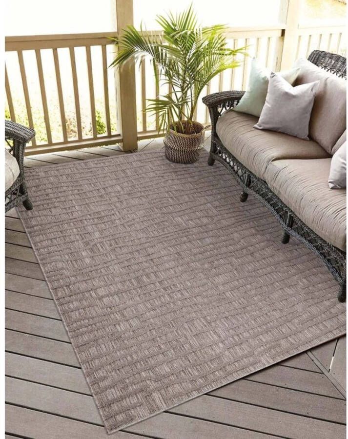 Flycarpets Caprenia Bruin Buitenkleed Vloerkleed Buiten Laagpolig Tuinkleed Tuintapijt Buitentapijt 80x150 cm