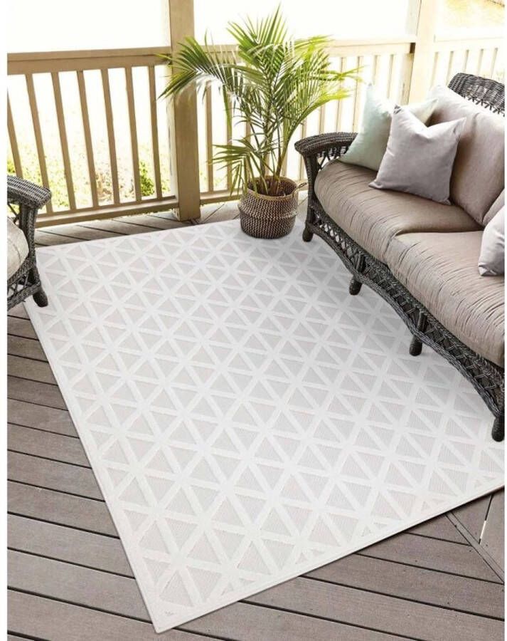 Flycarpets Caprenia Creme Buitenkleed Vloerkleed Buiten Laagpolig Tuinkleed Tuintapijt Buitentapijt 120x170 cm - Foto 2